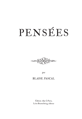 Couverture de Pascal - Pensées (Ed Brunschvicg)